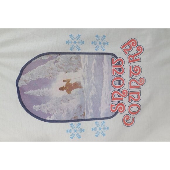 Vintage 70s Womens Large Sheer Snow Country Snowflake Skiing T-Shirt White USA - Picture 4 of 14